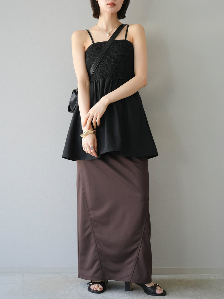 [予約]シャーリングフレアキャミプルオーバー/ブラック