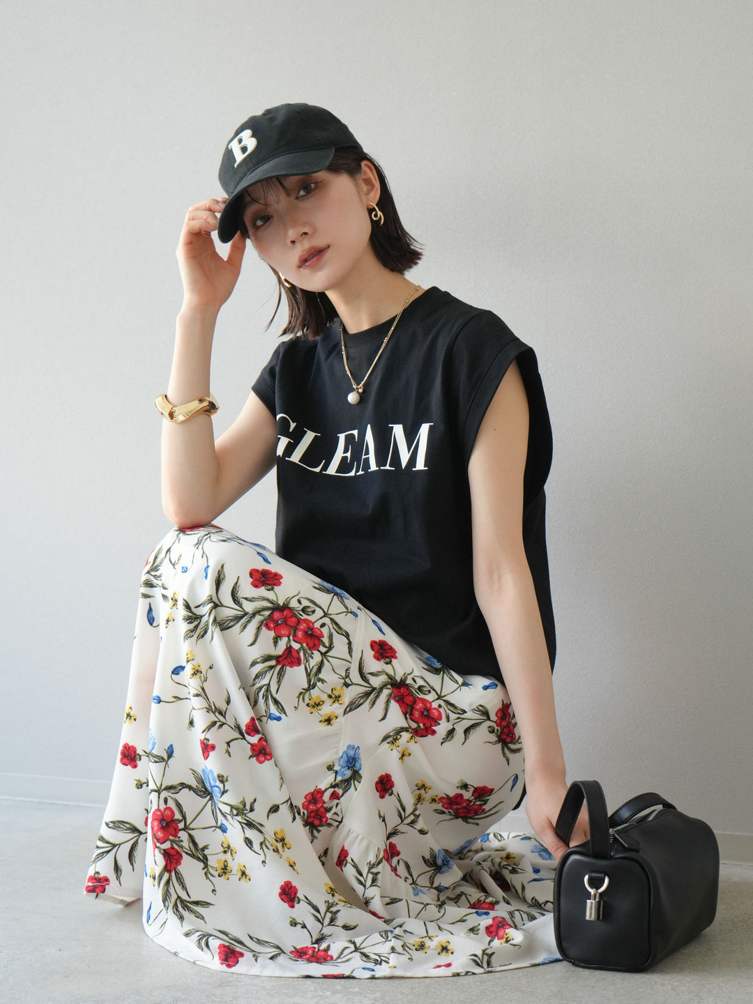 [預訂] 後標logo印花美國棉質T卹/黑色