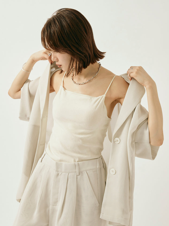 【Allure】[SET]メッシュハーフテーラードジャケット+メッシュハーフテーラードジャケット(2set)