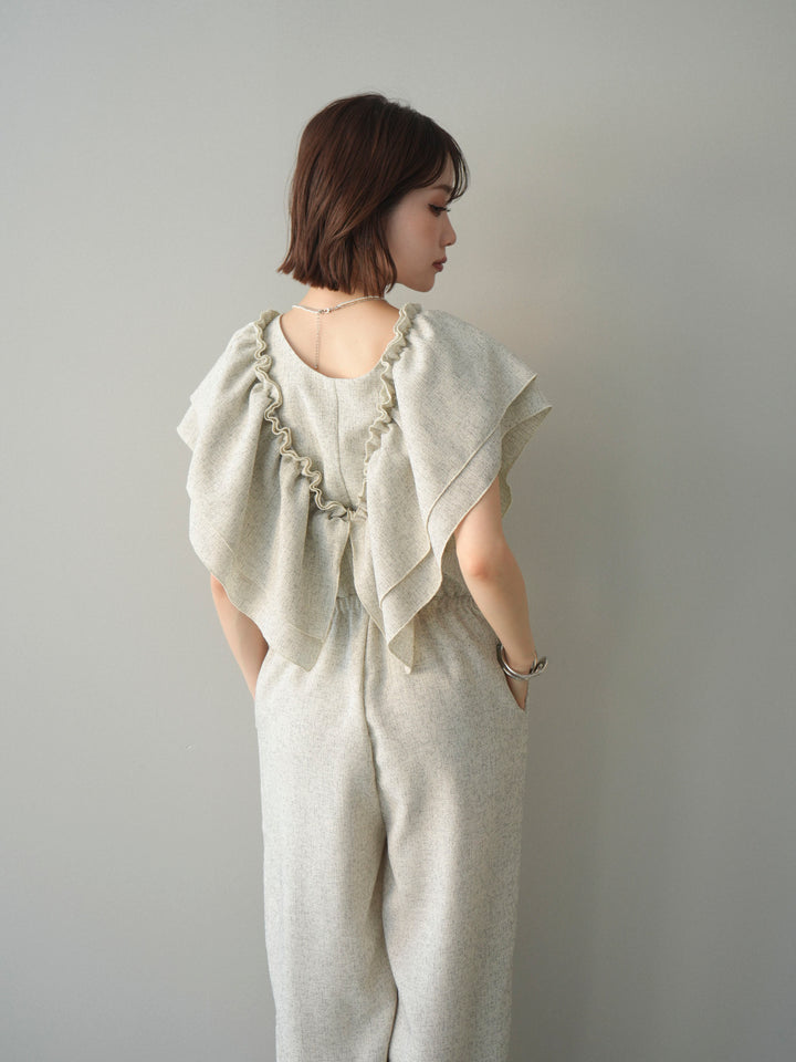 [SET]3WAYミックスツイードギャザーオールインワン+選べるアクセセット(2set)