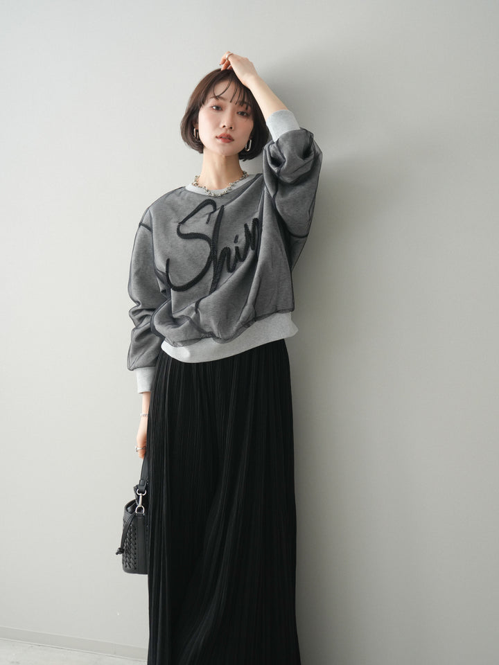 [SET]チュールレイヤードロゴスエットプルオーバー+選べるアクセセット(2set)