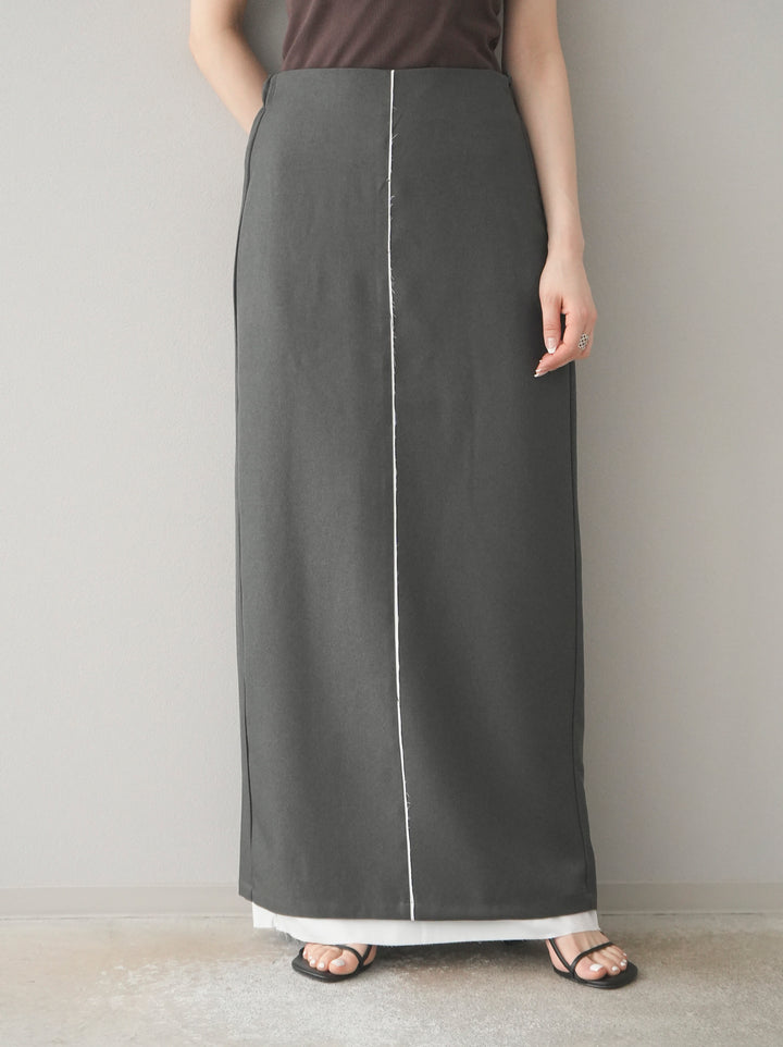 [予約]カットオフレイヤードスカート/チャコール