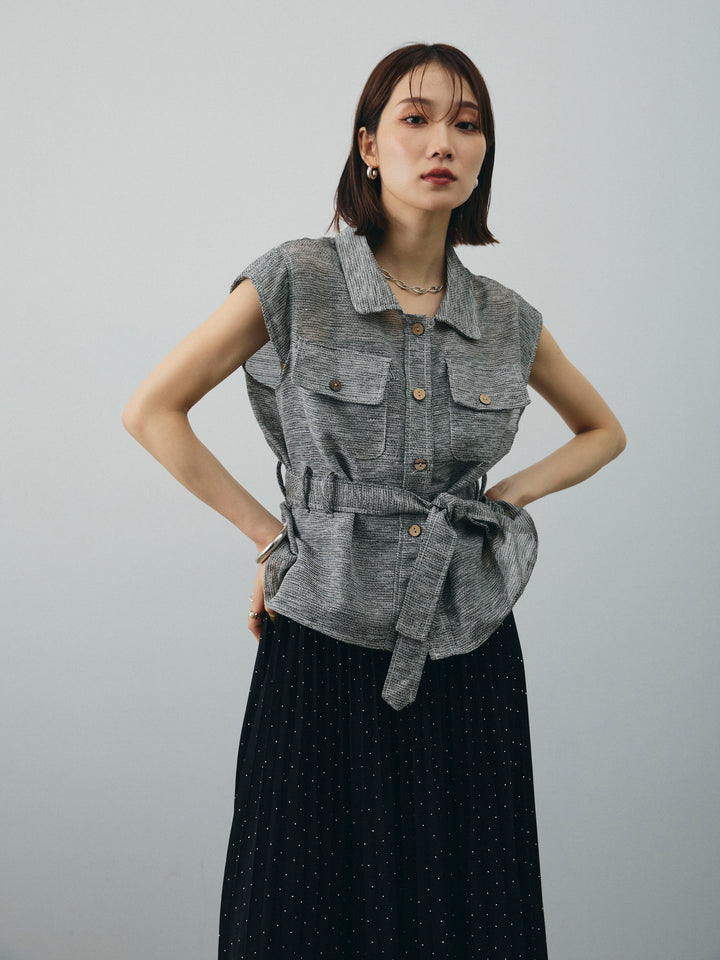 [SET]ミックスヤーンメッシュブラウス+ミックスヤーンメッシュブラウス(2set)