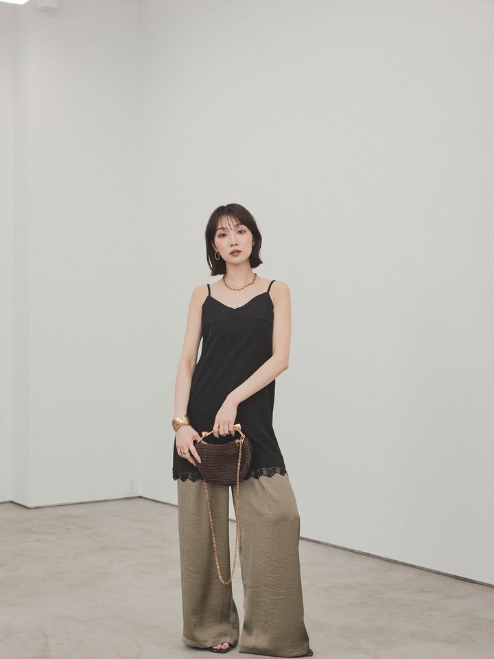 [予約]サテンイージーパンツ/カーキ