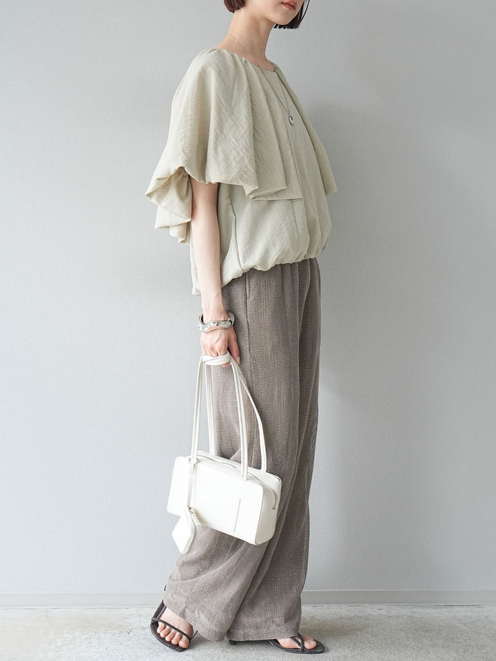 [預購] 棉金銀絲網眼休閒褲/米色