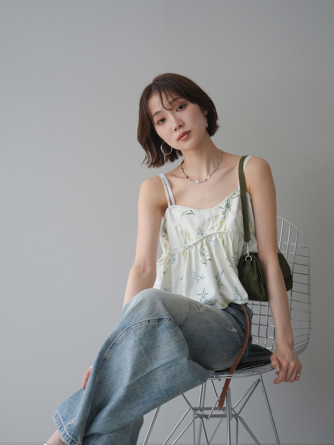 [SET]フラワープリントキャミソール+フラワープリントキャミソール(2set)