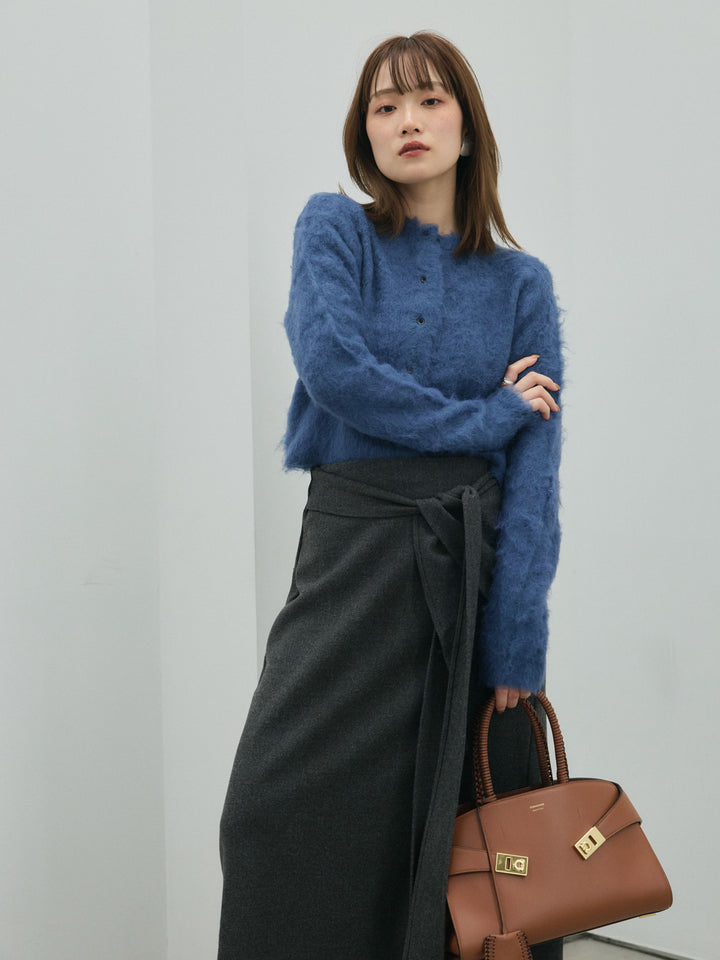 [予約]モヘアタッチクロップドニットプルオーバー/blue