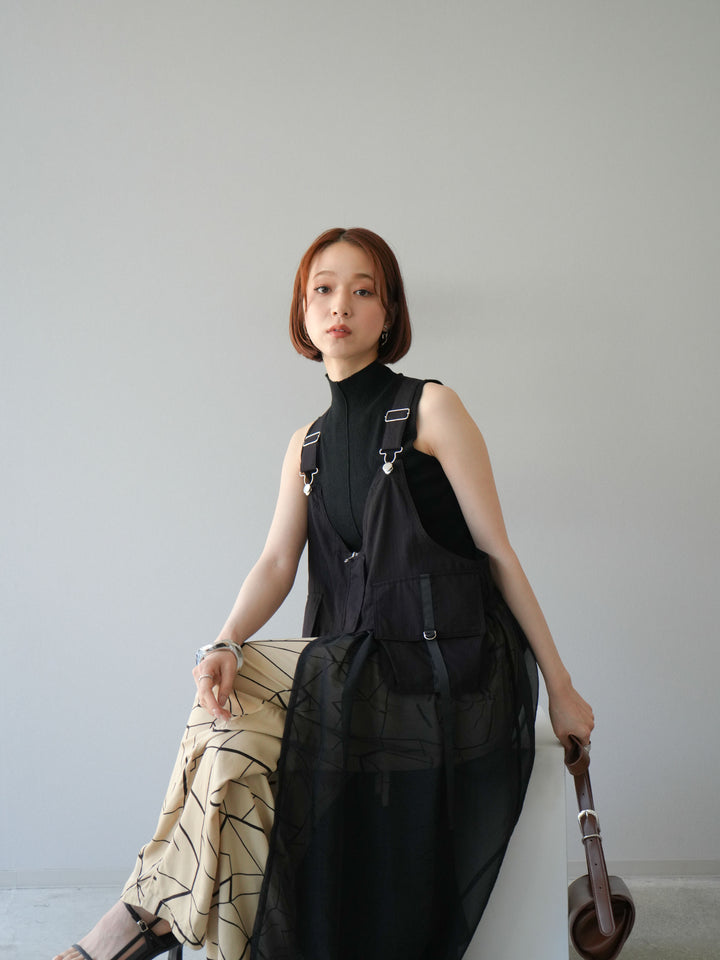 [予約]タクティカルベストオーガンザワンピース/ブラック