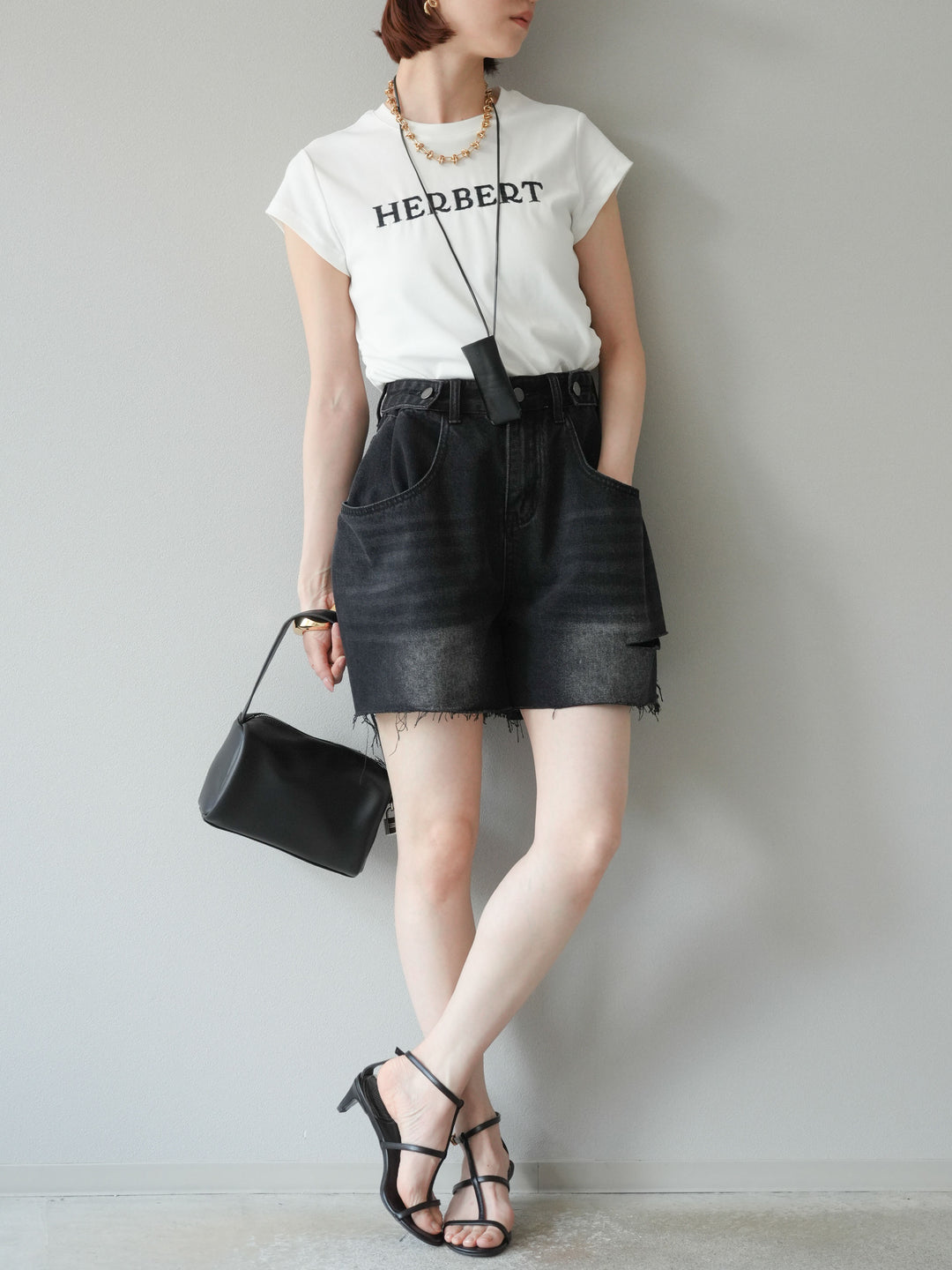 【預購】寬鬆半身牛仔褲/黑色