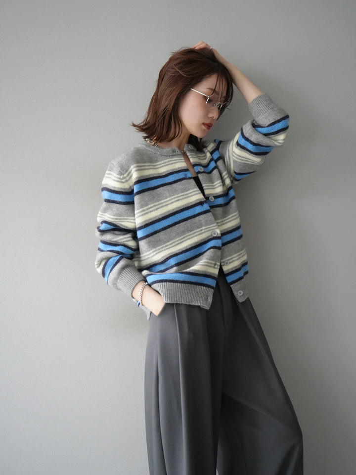 [SET]マルチボーダーニットカーディガン+選べるアクセセット(2set)