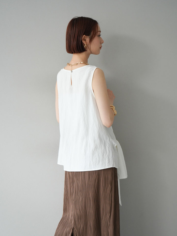 [SET] 前裹式無袖上衣+波浪滾邊緊身裙（2套）