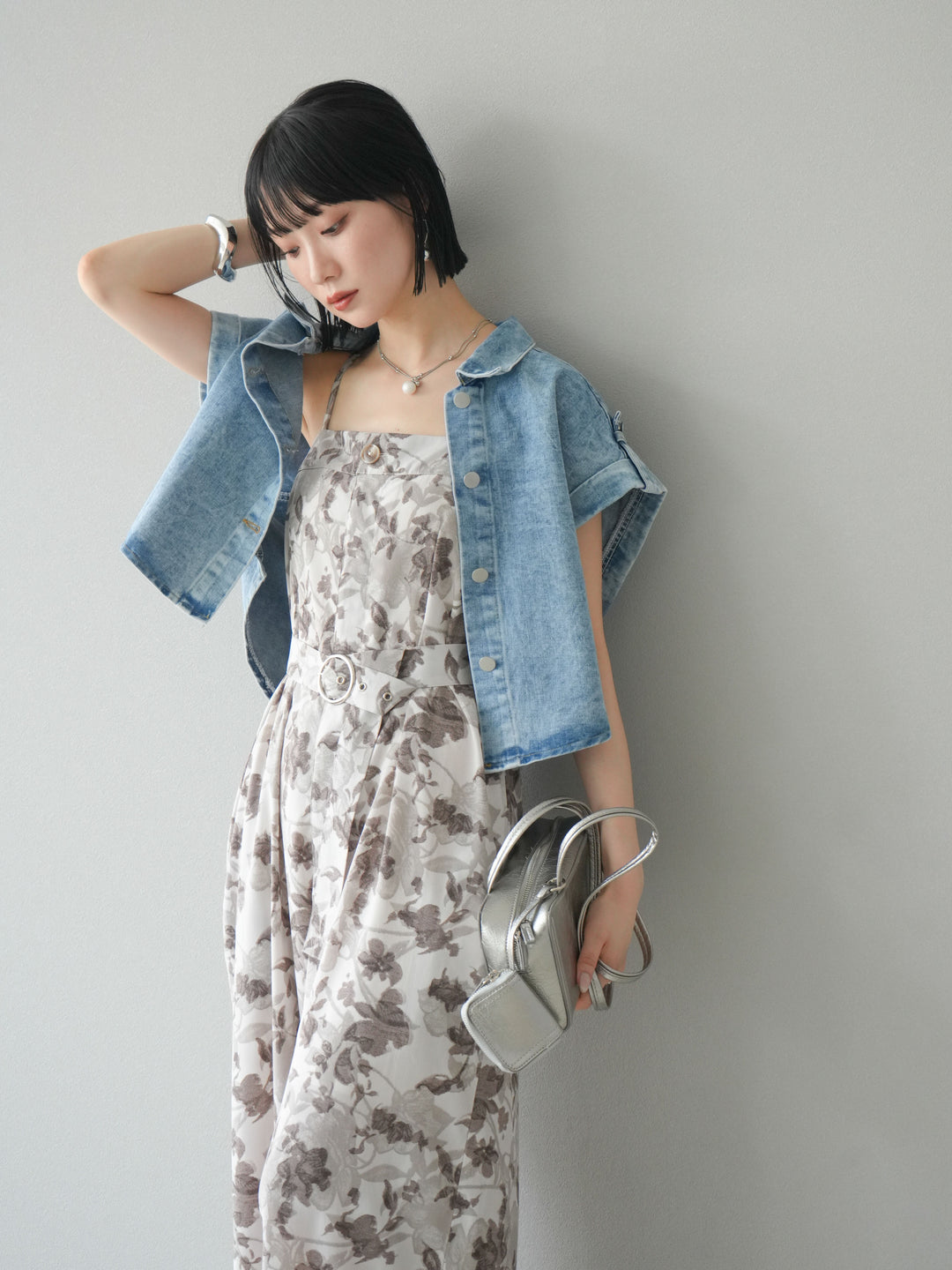 [予約]デニムショートハーフジャケット/ライトブルー