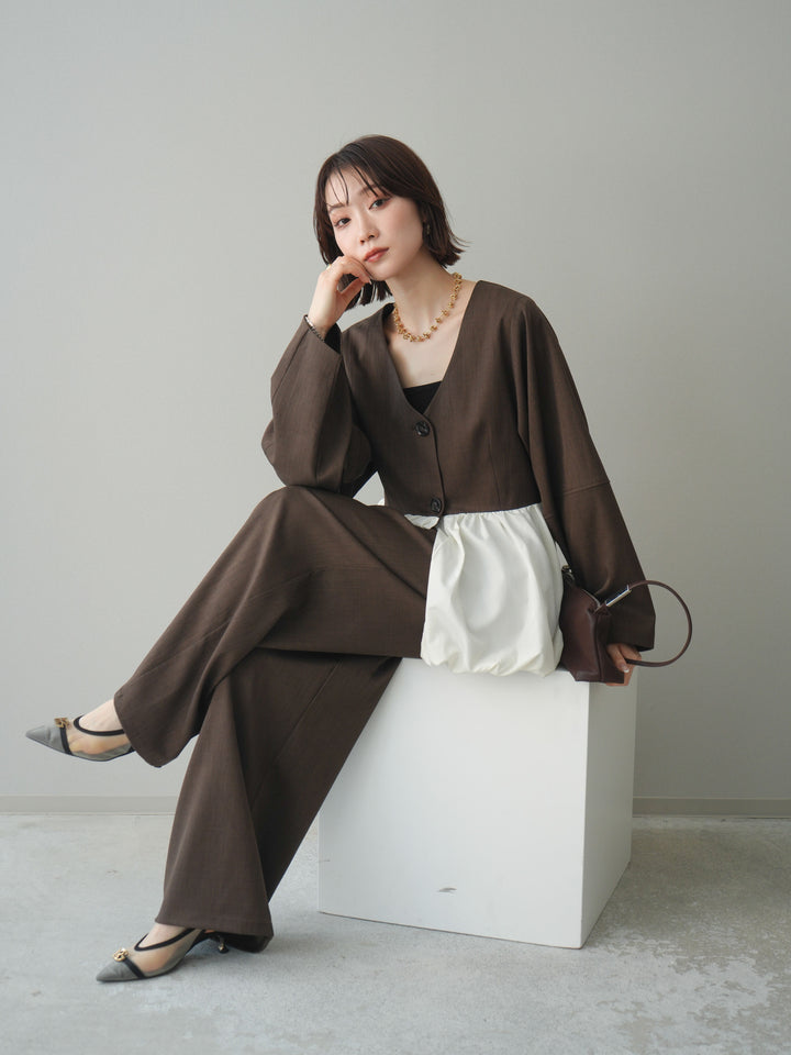 [予約]裾バルーン切替ジャケット/brown