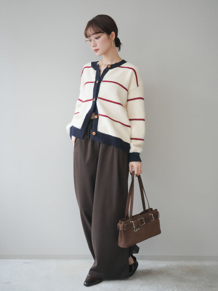 [予約]配色パイピングイージーパンツ/brown