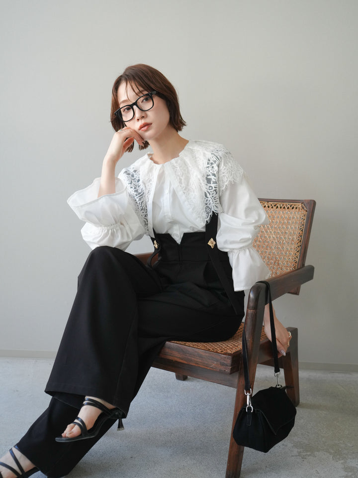 [予約]ビッグレースカラーブラウス/white