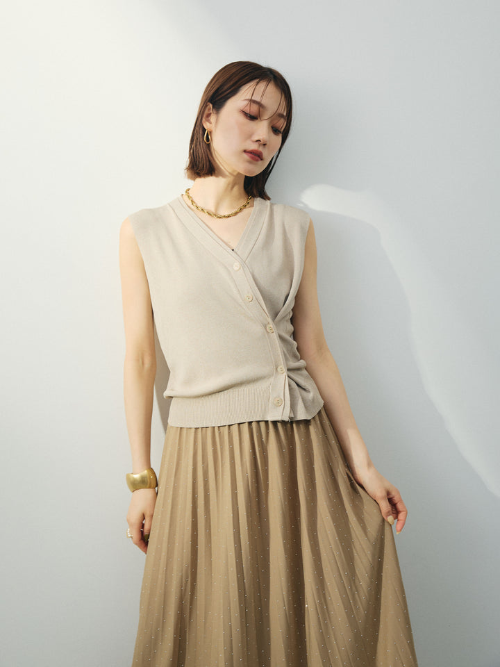[予約]クールタッチ2WAYデザインニットベスト/ベージュ