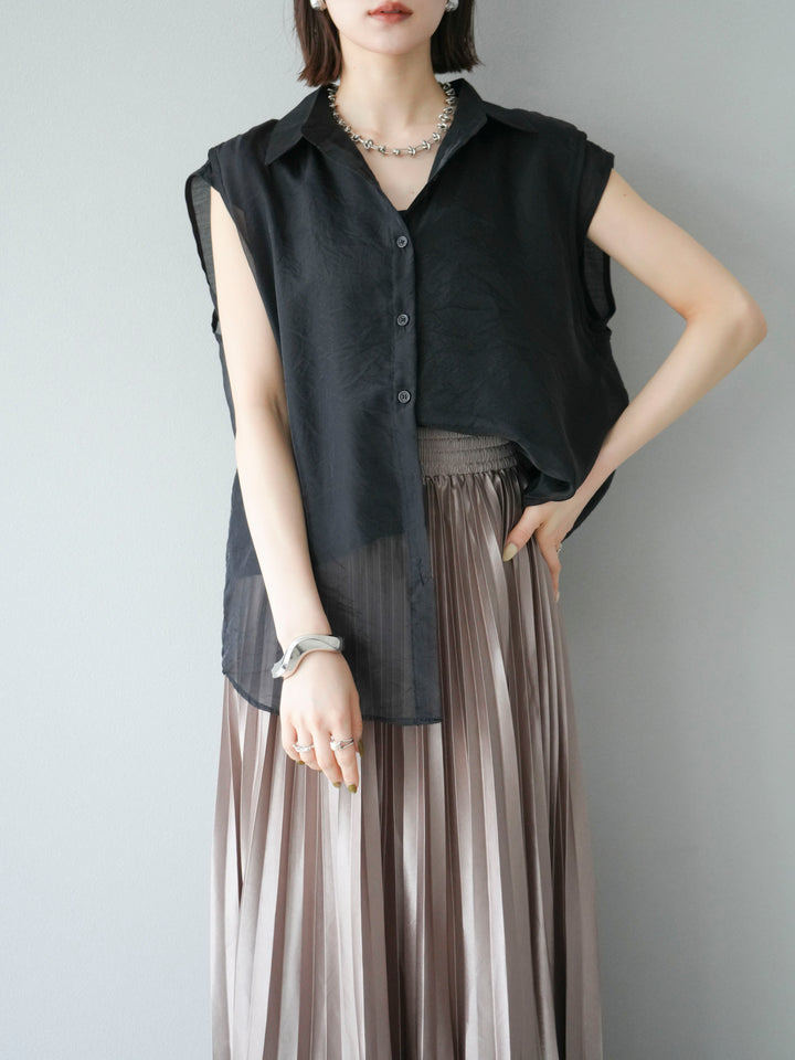 [SET] 硬紗層疊透視襯衫 + 硬紗層疊透視襯衫 (2set)