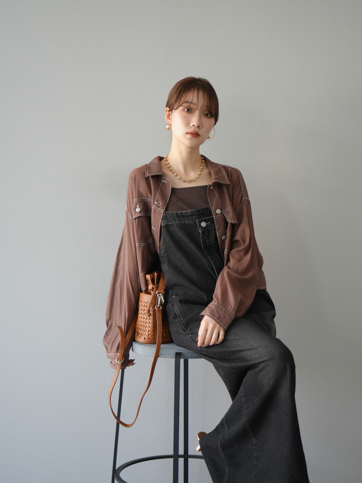 【預購】不對稱牛仔洋裝/黑色