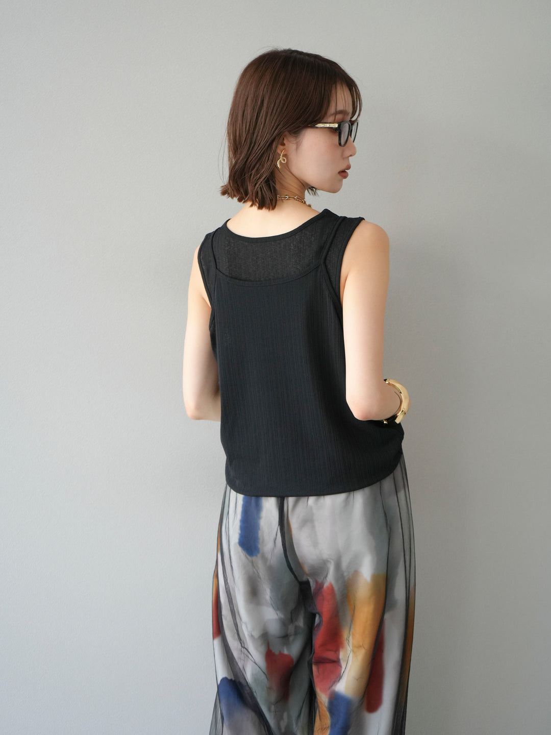 [予約]アイスタッチ2WAYデザインキャミタンク/ブラック