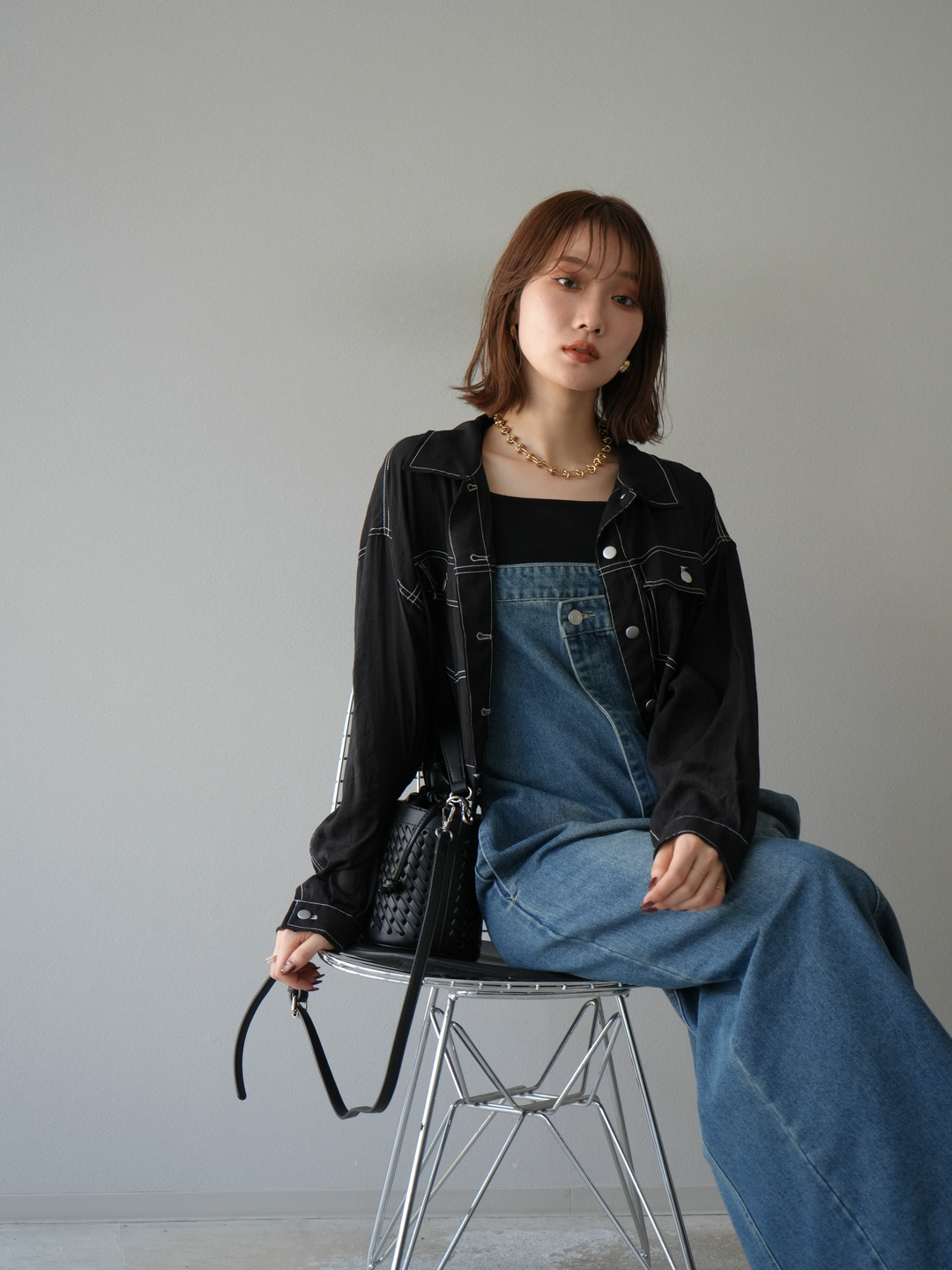 予約]アシンメトリーデニムワンピース/ブルー – Lumier