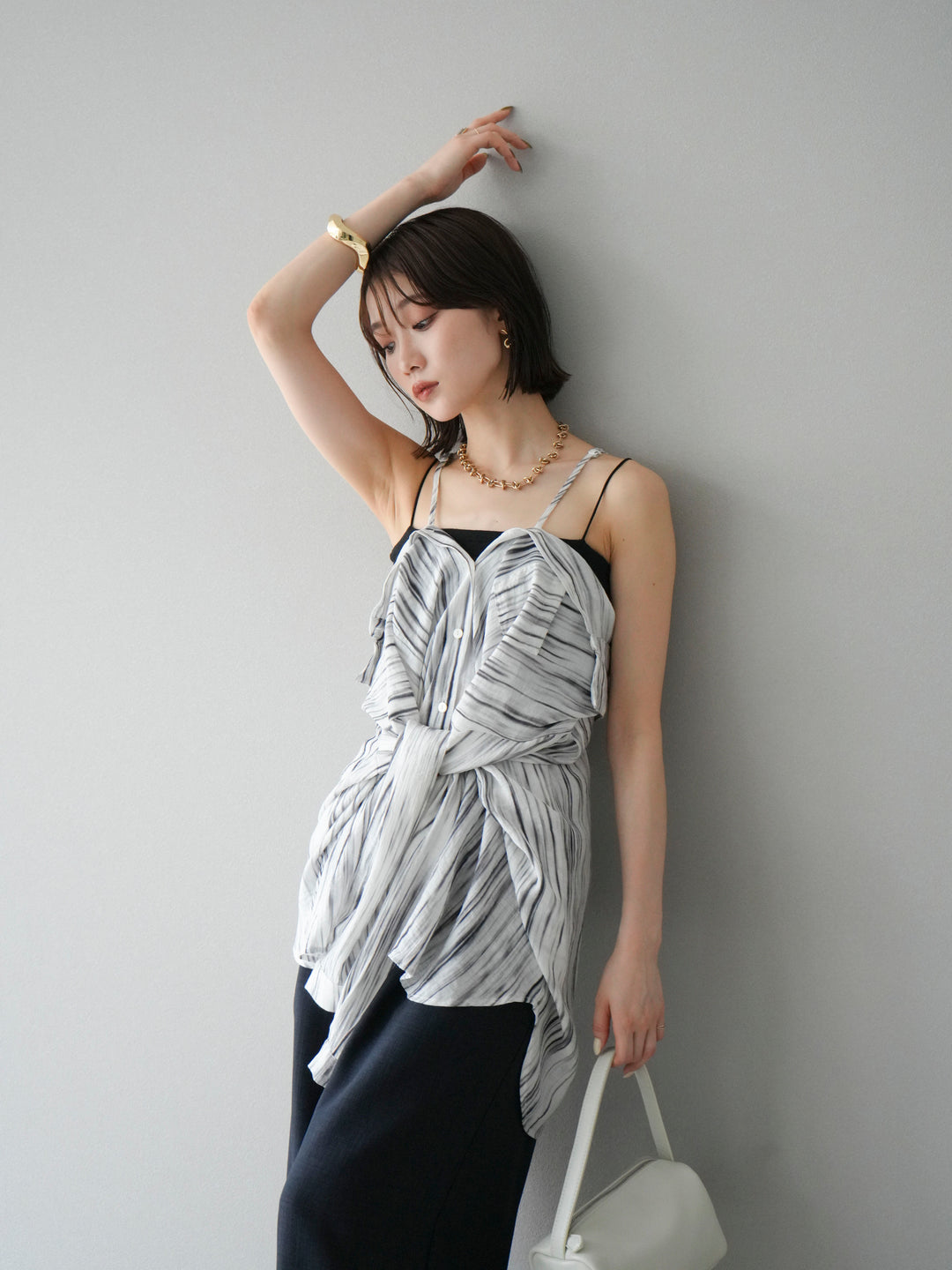 [予約]マルチWAYニュアンス柄オーバーシャツ/グレー