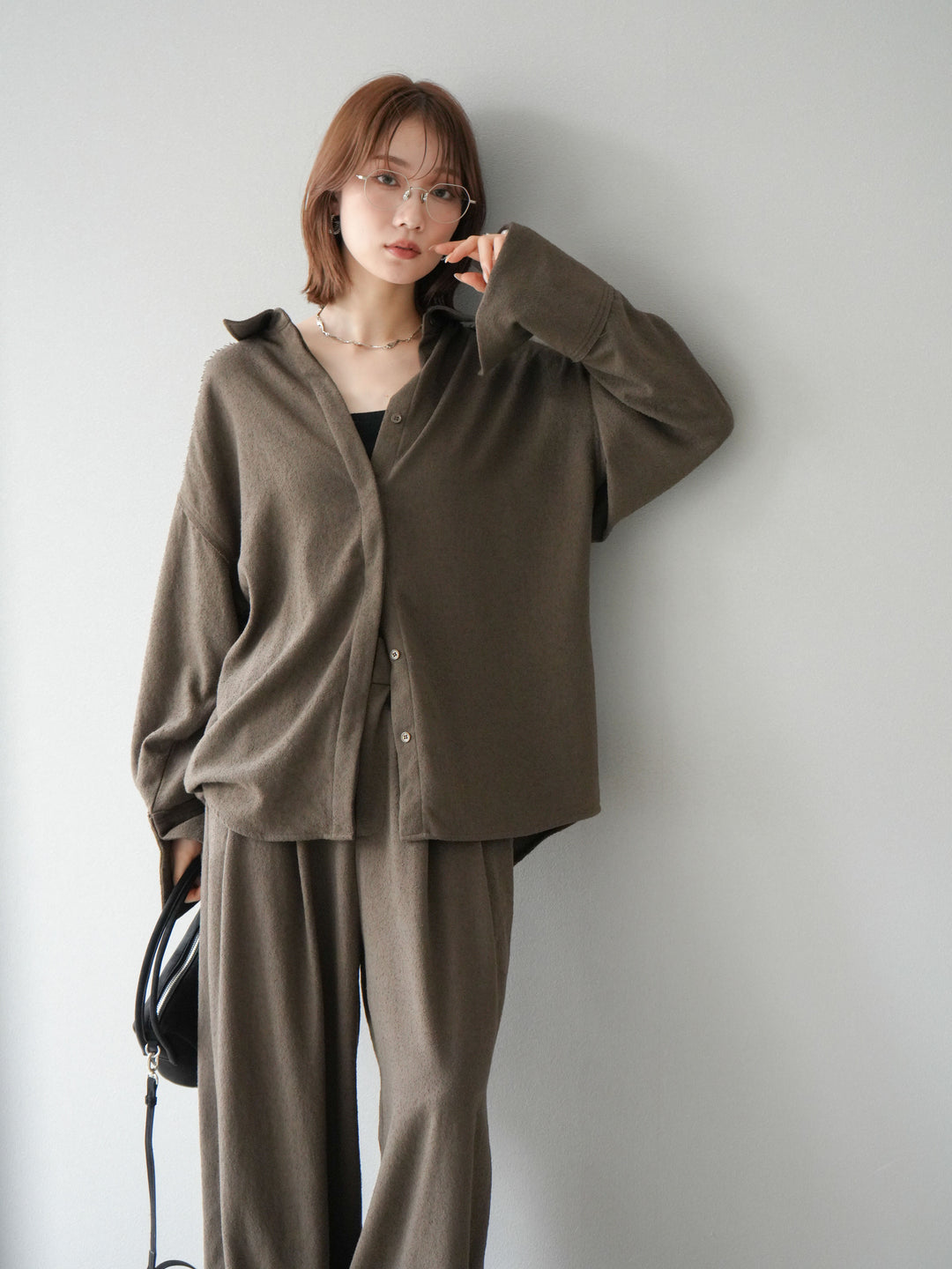 [予約]ネップオーバーシャツ/ブラウン