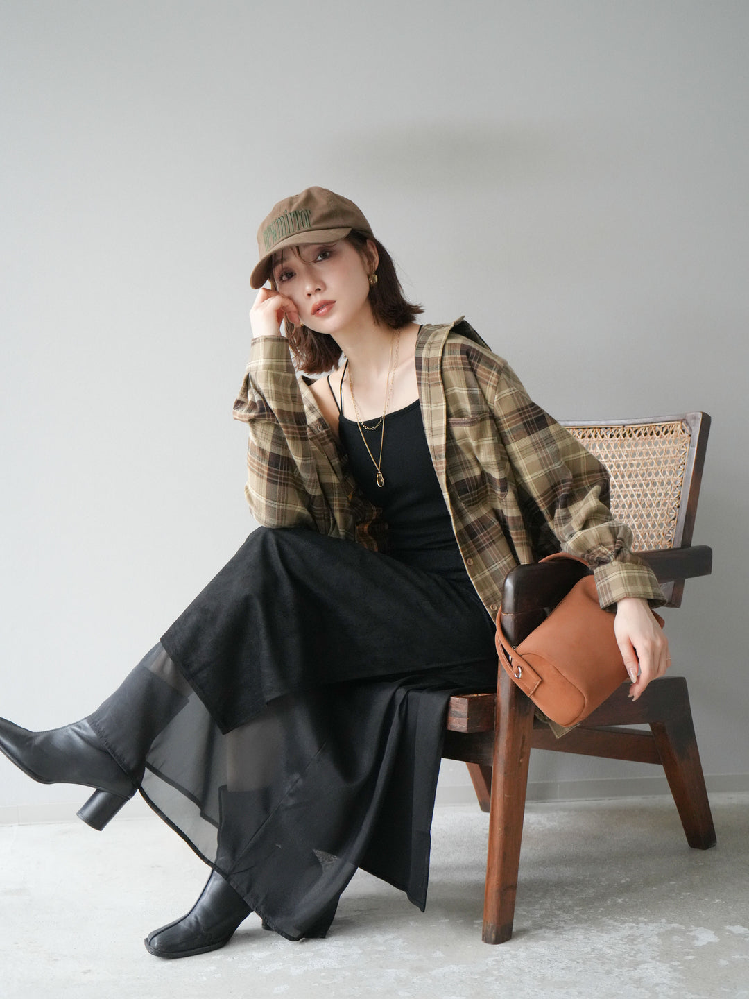 [予約]起毛チェックオーバーシャツ/ベージュ