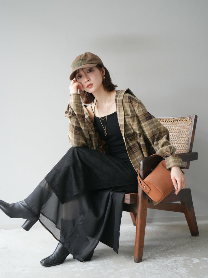 [予約]起毛チェックオーバーシャツ/ベージュ