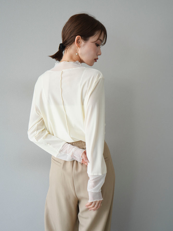 [予約]シアー切替ベロアトップス/オフホワイト
