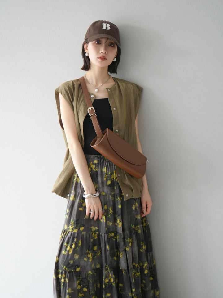 [SET]リネンライクドロストバルーンブルゾン+フラワーワッシャープリーツスカート(2set)