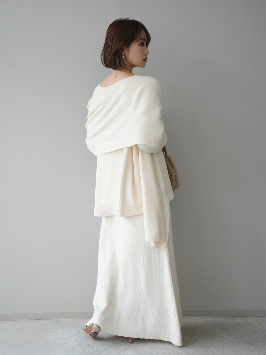 [SET]ストール付キーネックニットSET UP