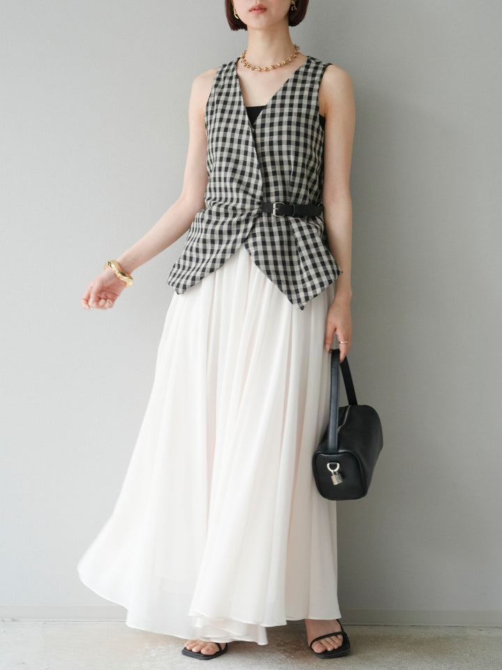 [予約]シフォンフレアスカート/アイボリー