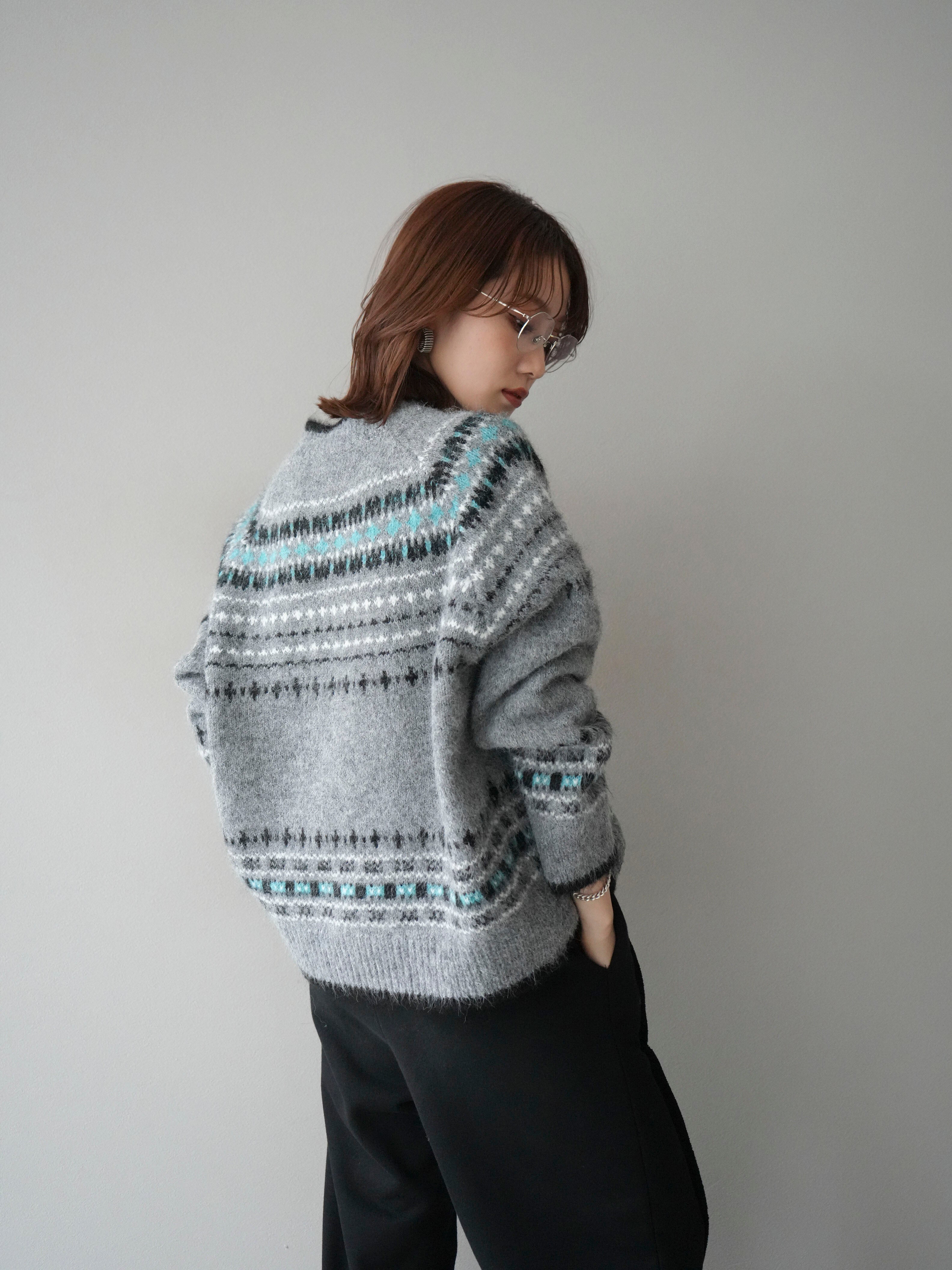 予約]求心柄ウッドボタンニットカーディガン/gray – Lumier