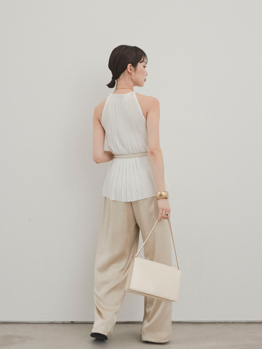 [予約]サテンイージーパンツ/ベージュ