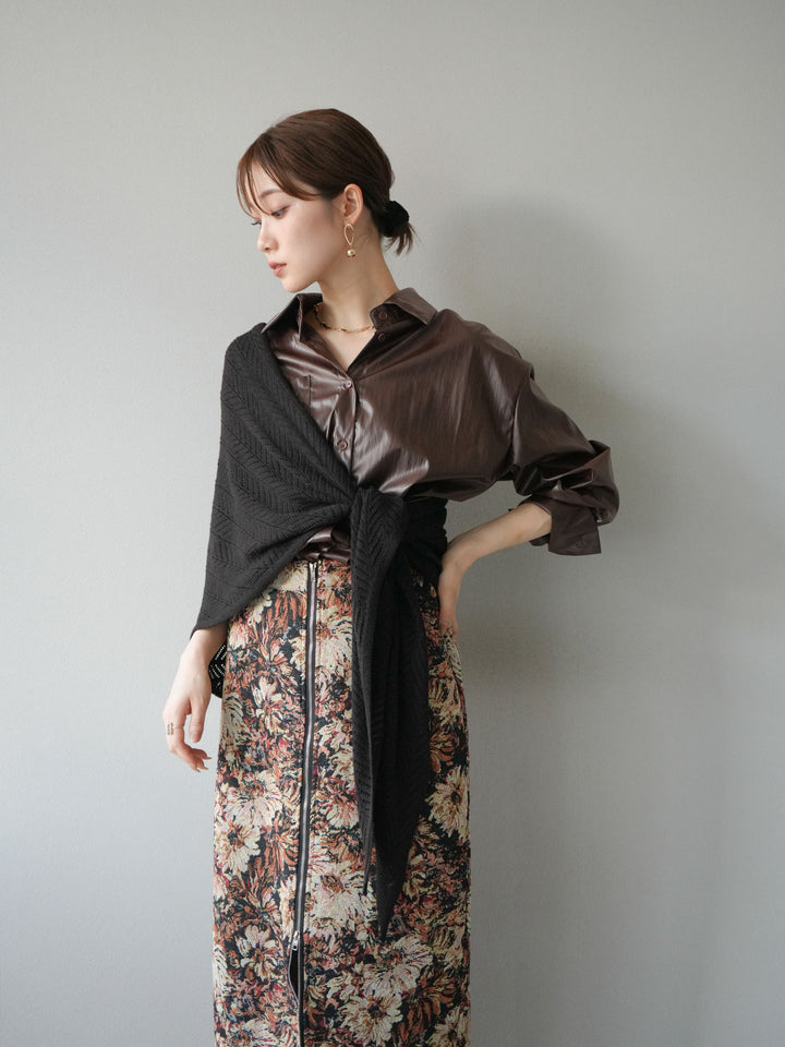 [予約]フェイクレザーシャツ/ブラウン