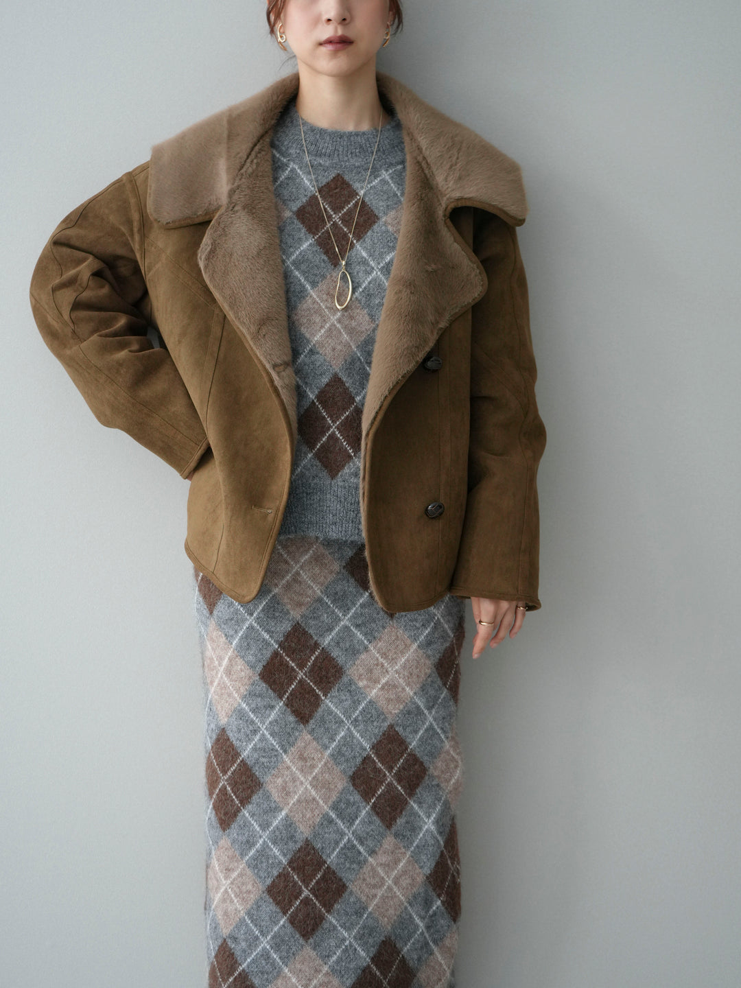 [SET]アーガイルニットプルオーバー&ロングスカートSET UP+アーガイルニットプルオーバー&ロングスカートSET UP(2set)