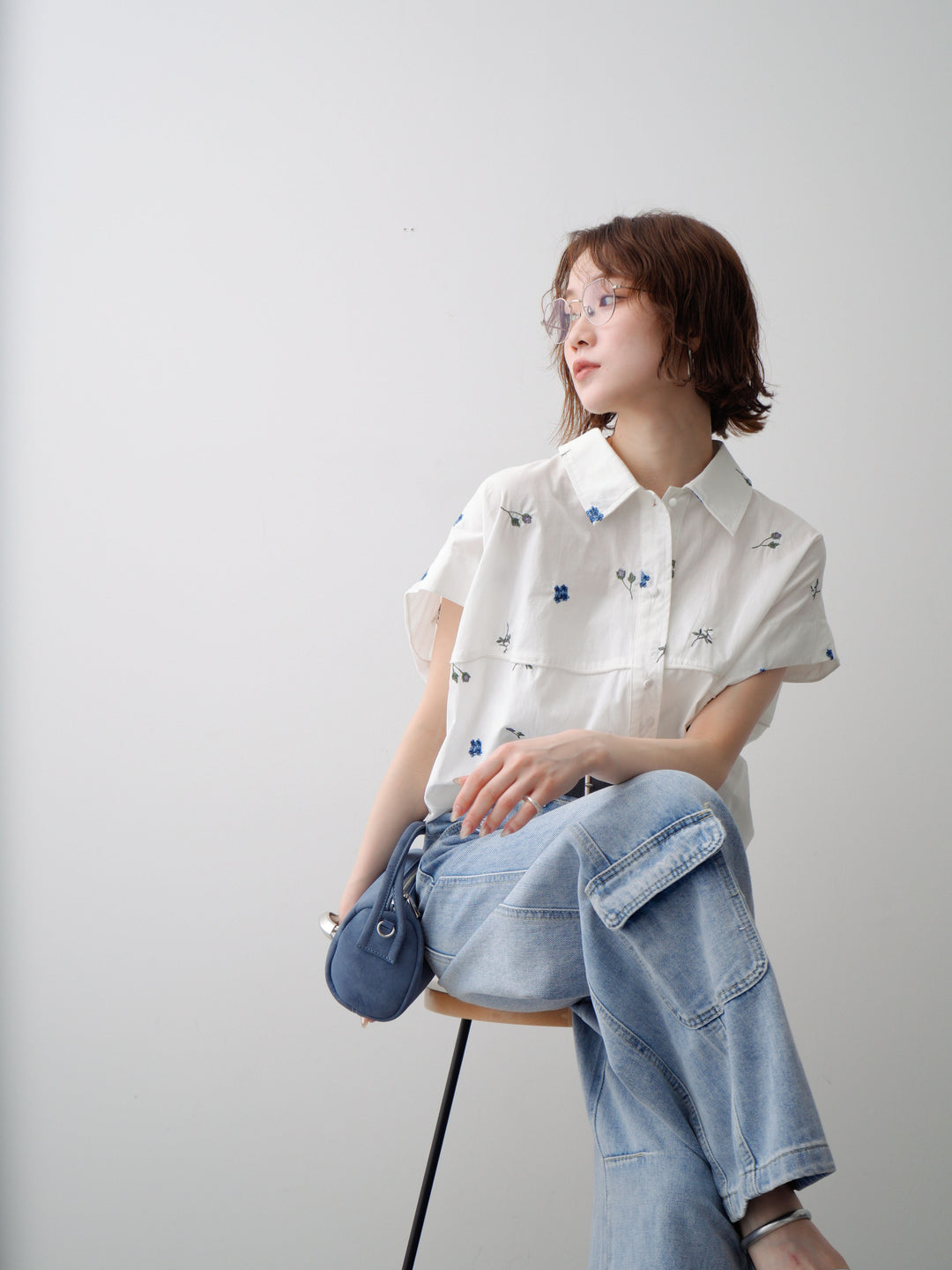 【預購】花朵刺繡燈籠無袖襯衫 / 折扣