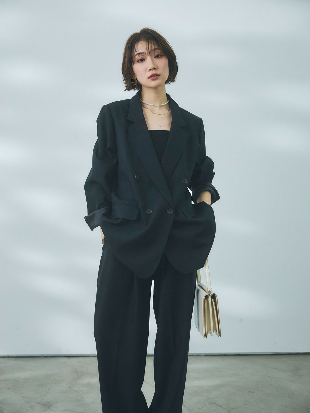 【Allure】[SET]杢調ライトテーラードジャケット+杢調ライトテーラードジャケット(2set)