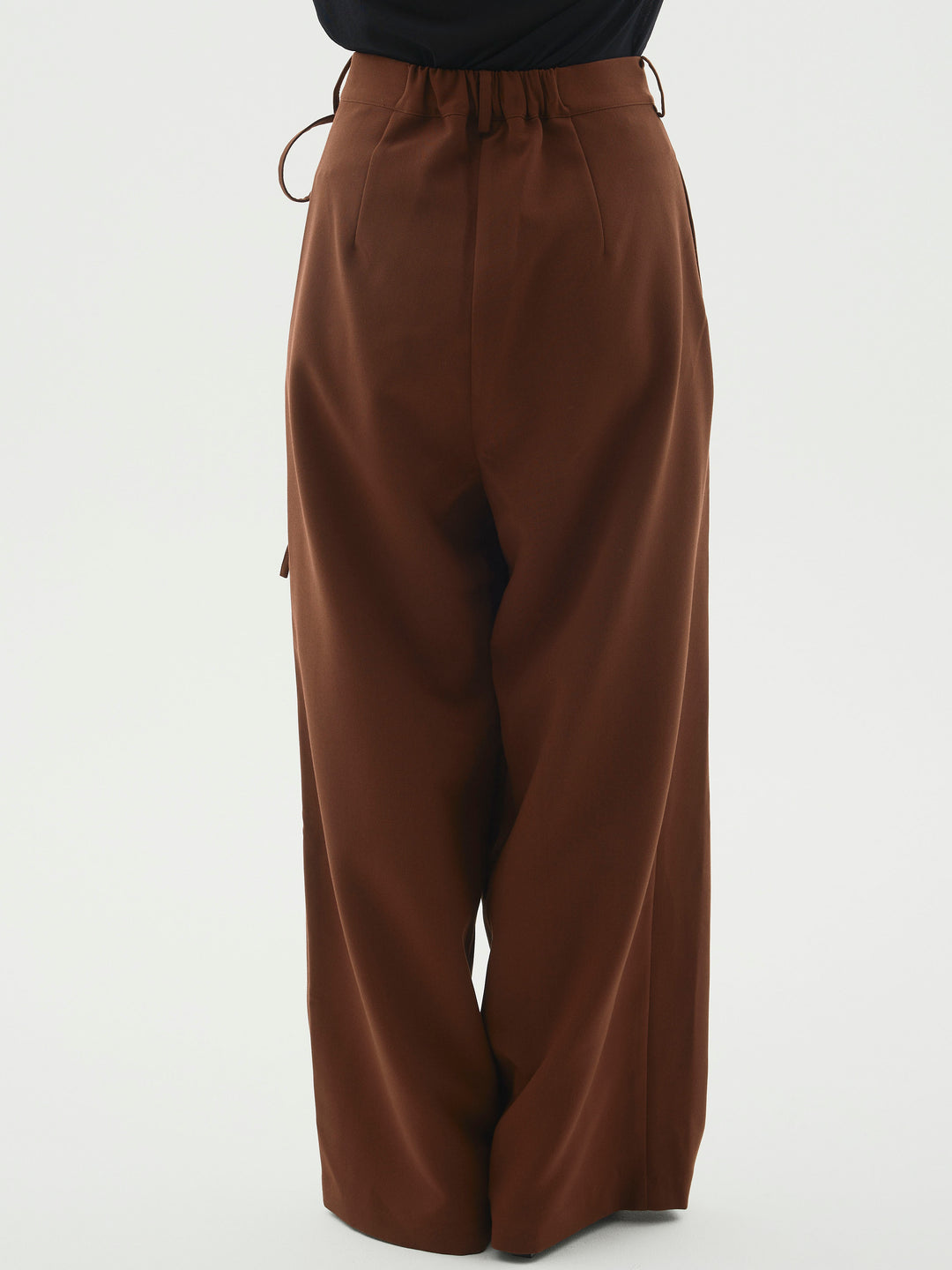 [予約]ラップデザインタックワイドパンツ/ブラウン
