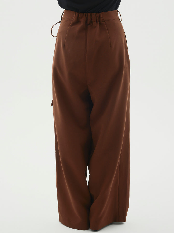 [予約]ラップデザインタックワイドパンツ/ブラウン