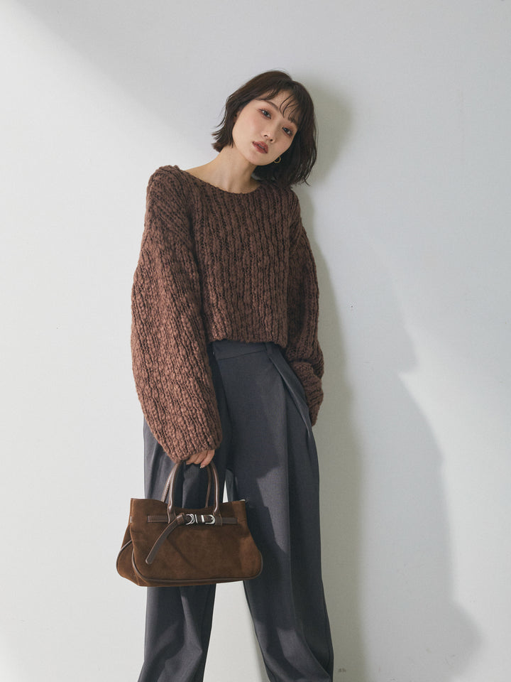 【Allure】[SET]クロップドチャンキースラブニットプルオーバー+クロップドチャンキースラブニットプルオーバー(2set)