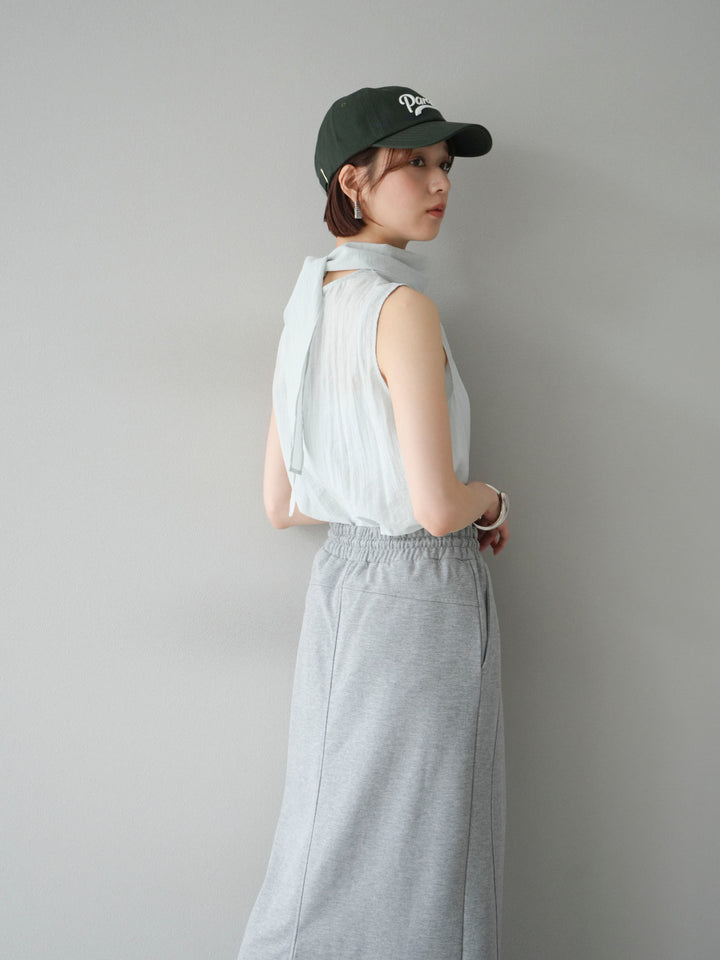 [予約]バックタイノースリーブブラウス/ブルー