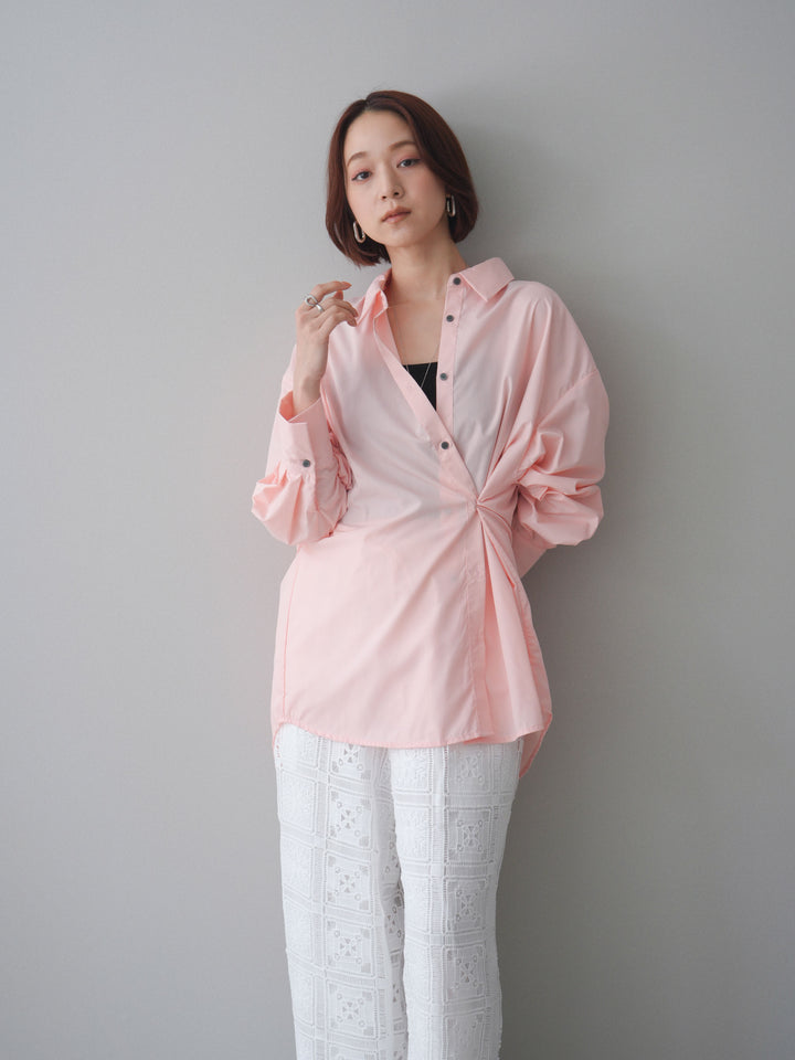 [SET]2wayベーシックルーズシャツ+パネルレースイージーパンツ(2set)