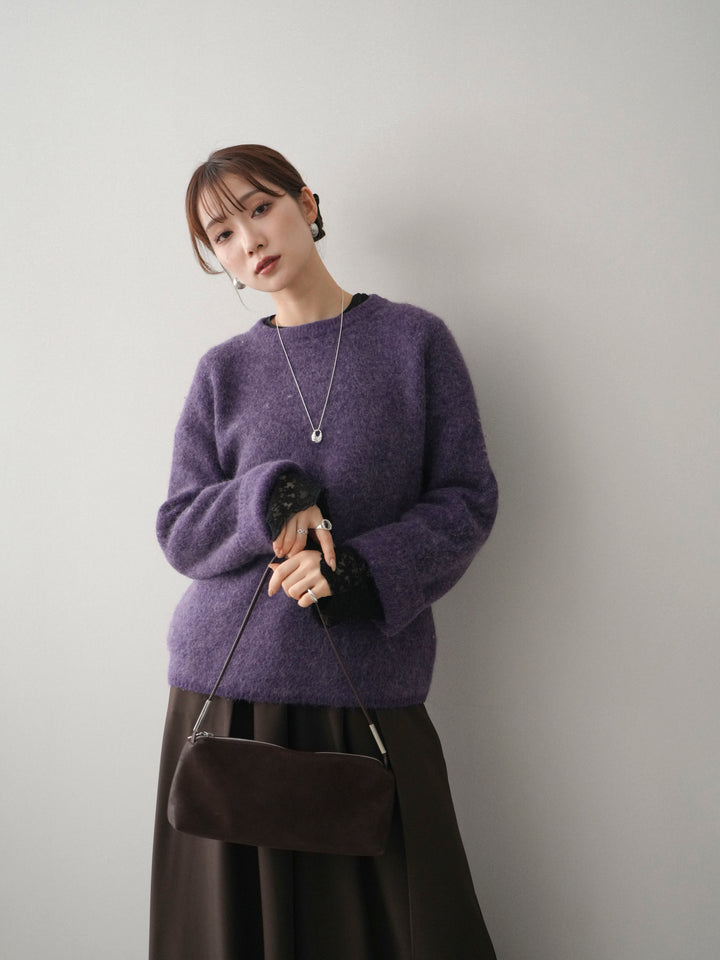 [予約]アンゴラタッチクルーネックニットプルオーバー/purple