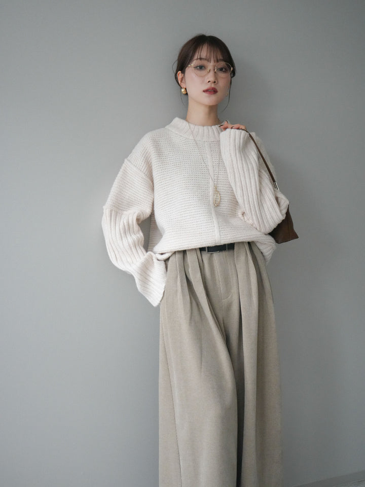 [SET]編み地切替ボトルネックニットプルオーバー+編み地切替ボトルネックニットプルオーバー(2set)