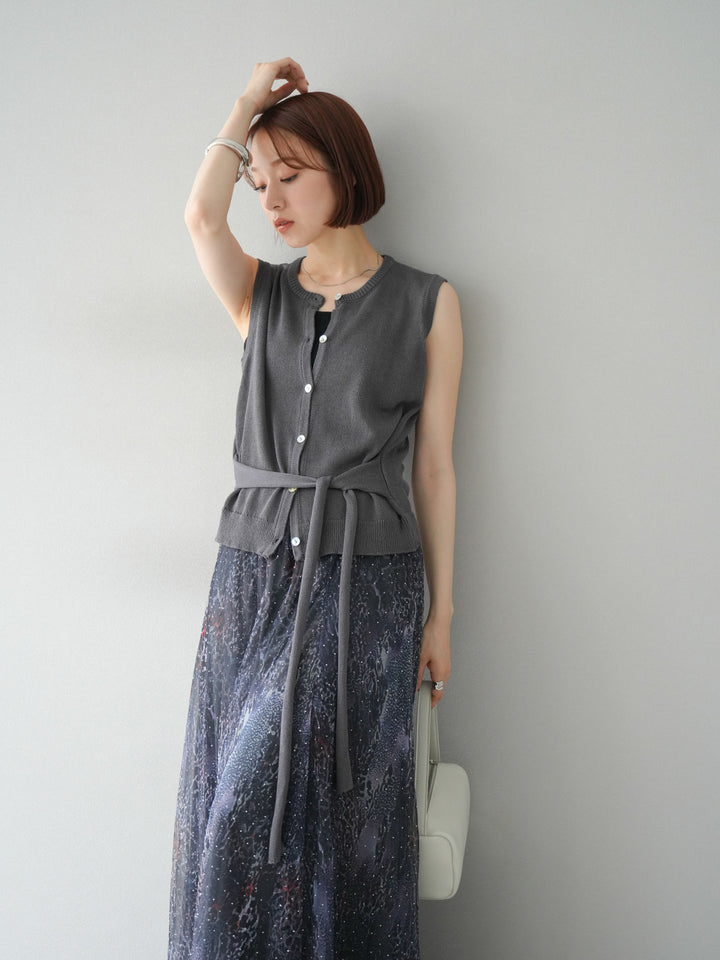 [予約]ウエストベルトニットベスト/チャコール
