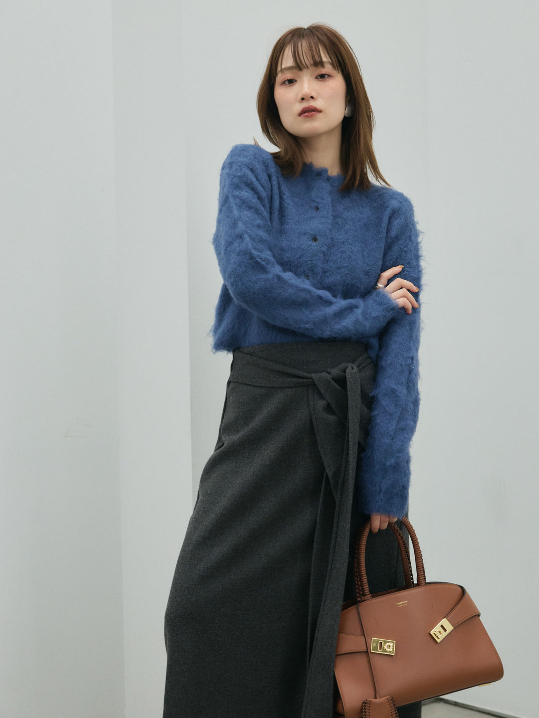 【Allure】[SET]モヘアタッチクロップドニットプルオーバー+モヘアタッチクロップドニットプルオーバー(2set)