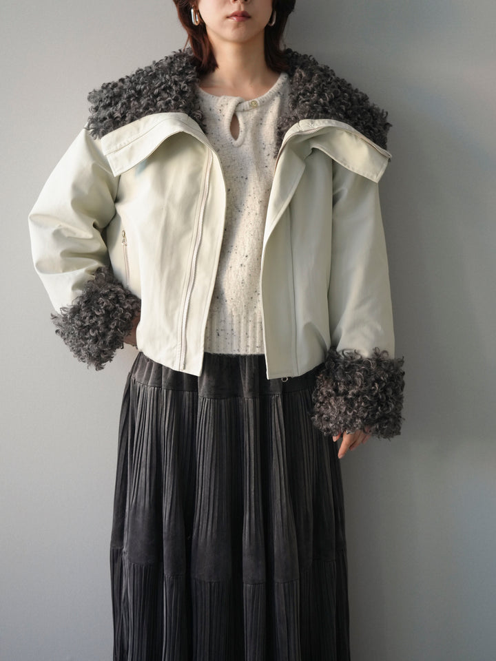 [SET]プードルファーダウンジャケット+ベロアティアードワッシャースカート(2set)