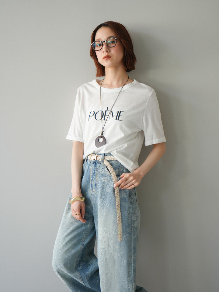 [予約]サークルネックレス付ロゴTシャツ/white