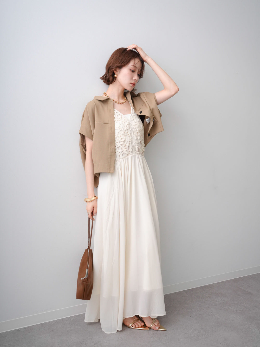 [予約]クロシェシフォンキャミワンピース/ivory
